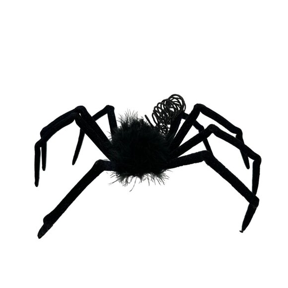 Giant Black Fuzzy Spider Halloween Decoration With Glitter Legs & Spring Coil - Picture 1 of 4
